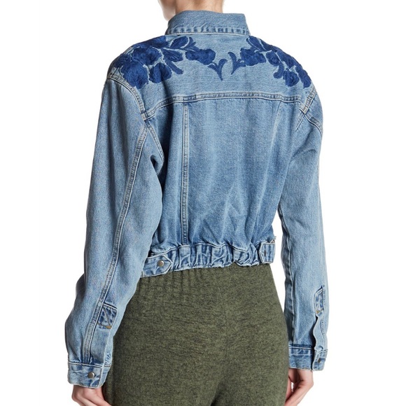 free people embroidered denim jacket